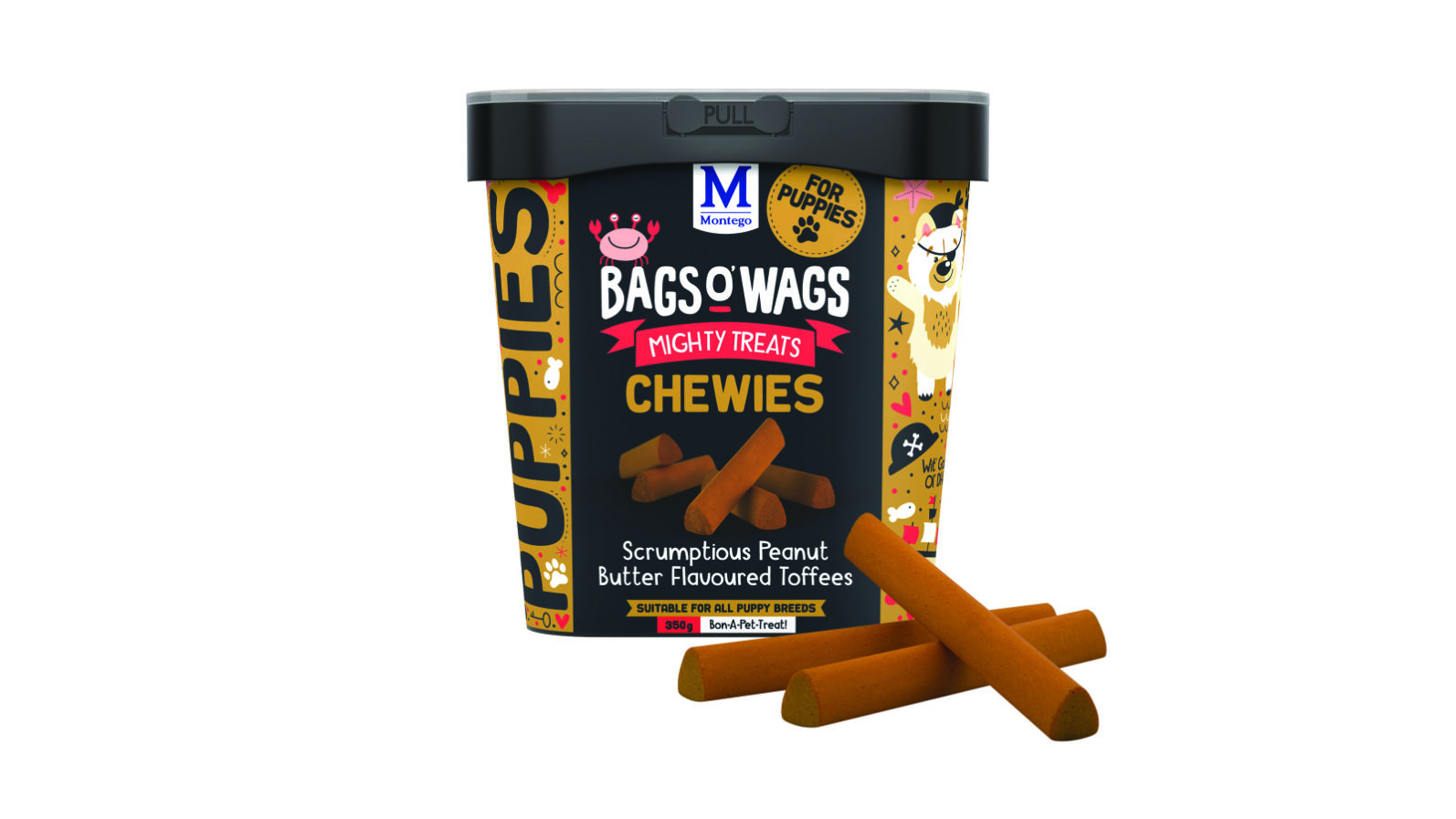 Montego Bags O' Wags Puppy Chewies Scrumptious Peanut Butter Flavoured Toffees
